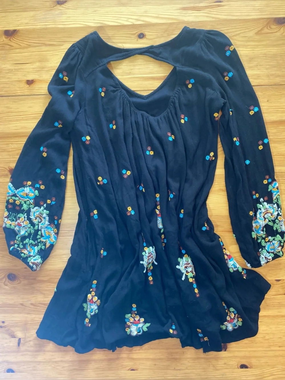 Free People Oxford Festival Fairy Keyhole Floral Embroidered Swing Dress Size XS - Picture 9 of 10